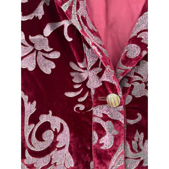 Chico's Red Velvet Blazer, Glitter Blazer, Size 2 (Medium), EUC - Picture 3 of 5